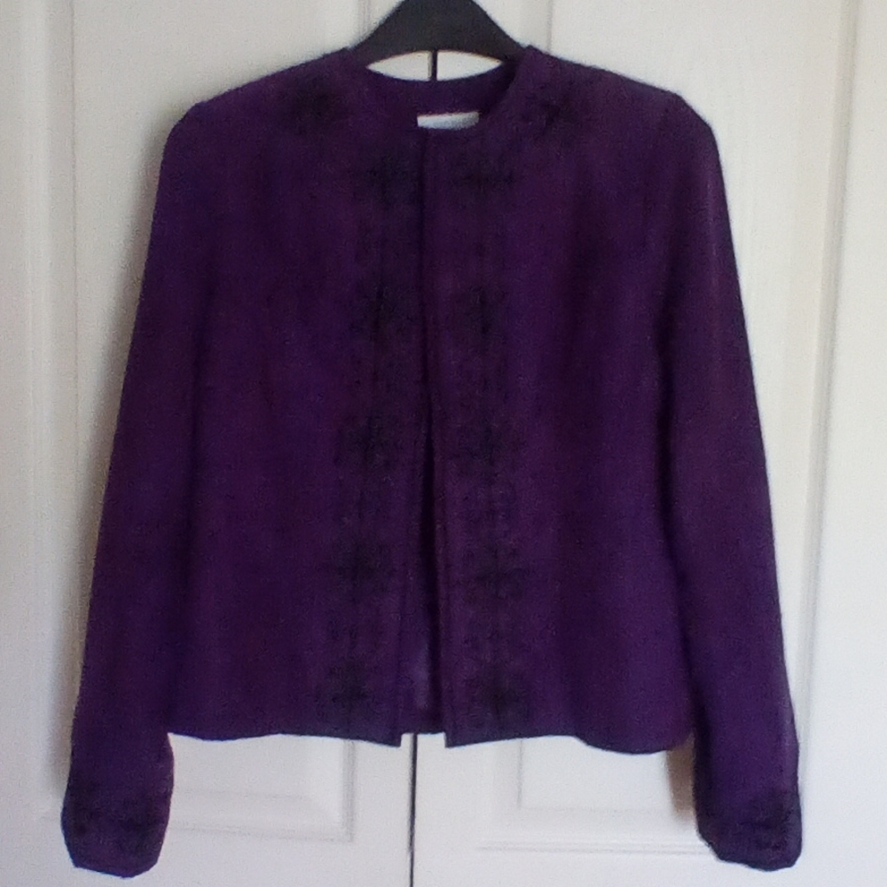 ladies dress barn jacket, purple size small.